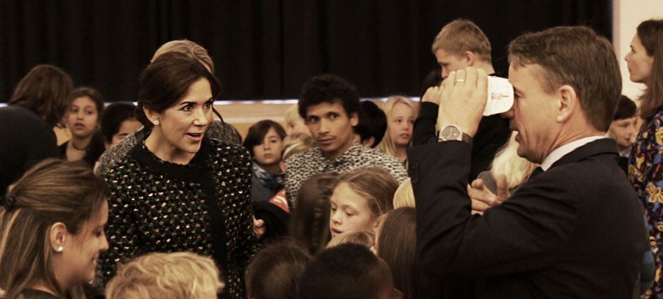 Crown Princess Mary attending a VR showcase, in a historical photograph from the studio archive